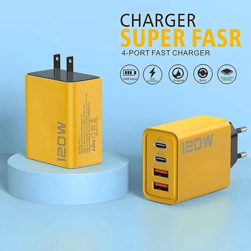USB Type C Charger 4 Ports PD Fast Charging Mobile Phone Charger Adapter for iPhone Samsung Xiaomi MI Quick Charge Wall Charger