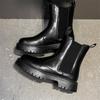 Black Autumn Winter Men High Top Boots Thick Sole Stylish  Durable Breathable  Comfortable Youthful Chimney Boots