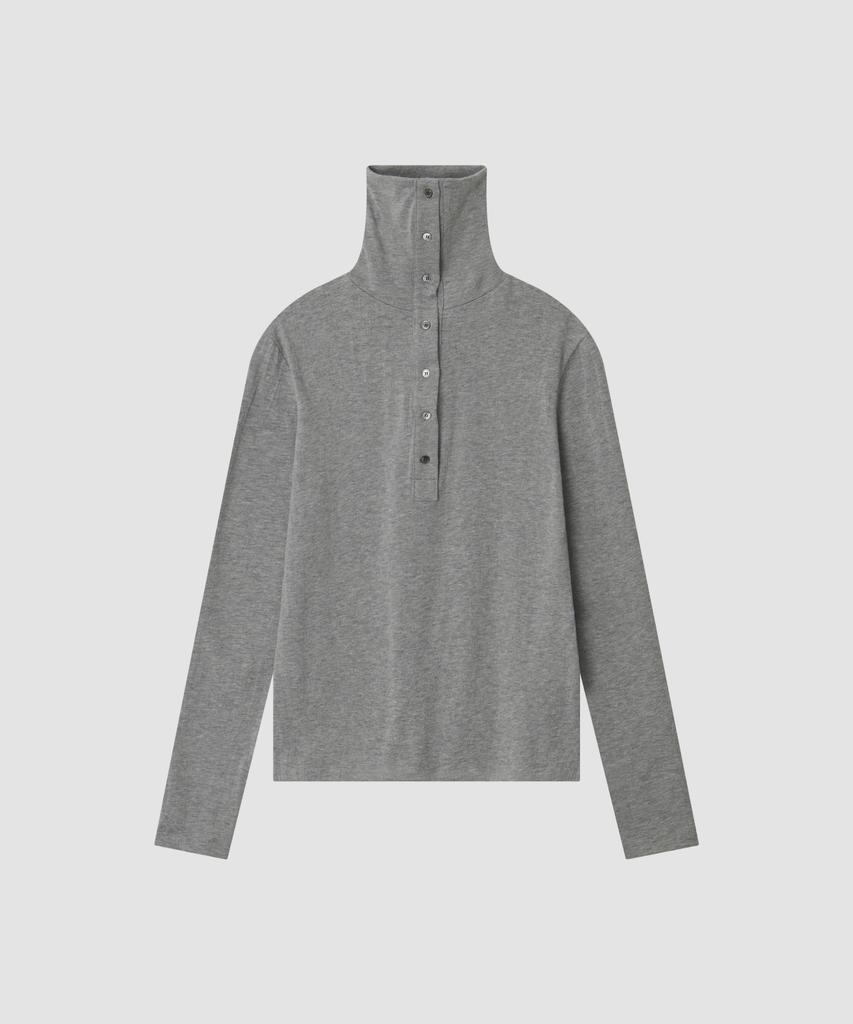 Deolil High-Neck Button Open T_Gray