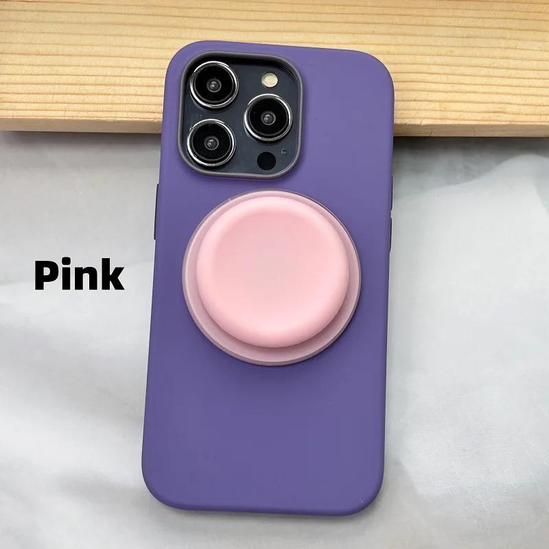New Korea INS Style Macaron Color Silicone Round Pattern Strong Magnetic Griptok Bracket Desktop Holder For IPhone 17 Pro Max