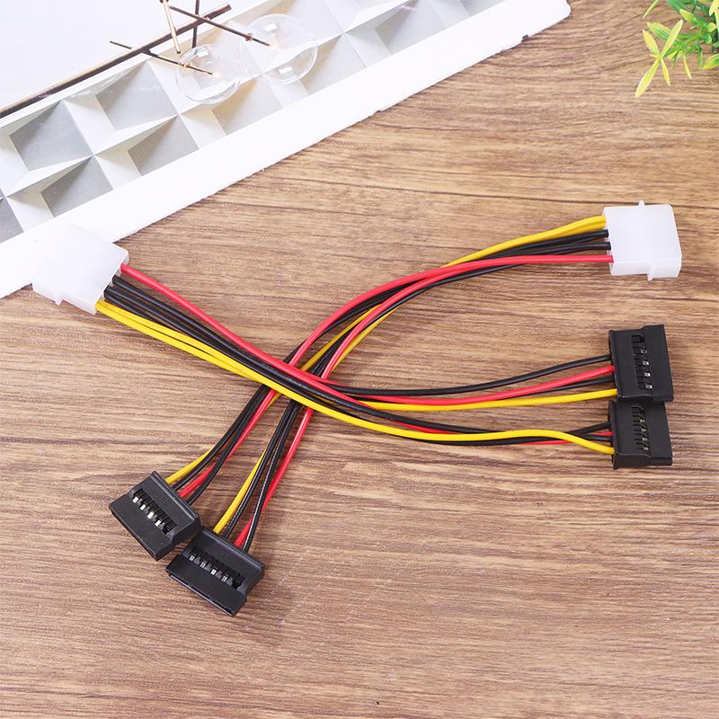 2Pcs Ide Molex 4 Pin To 2 X Sata Power Cable Serial Ata Y Splitter Hard Driver Dual Extension Cord Adapter Connector