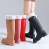 Thickened Water Shoes Fashion Rain Boots Non-slip Long Tube Tall Tube Adult Wear-resistant Velvet Waterproof Women's Rain Shoes