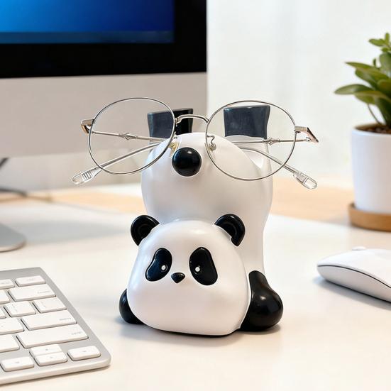 Sunglasses Storage Rack with Cute Panda Design Stand Weighted Base Glass Organizer for Desk Table Countertop