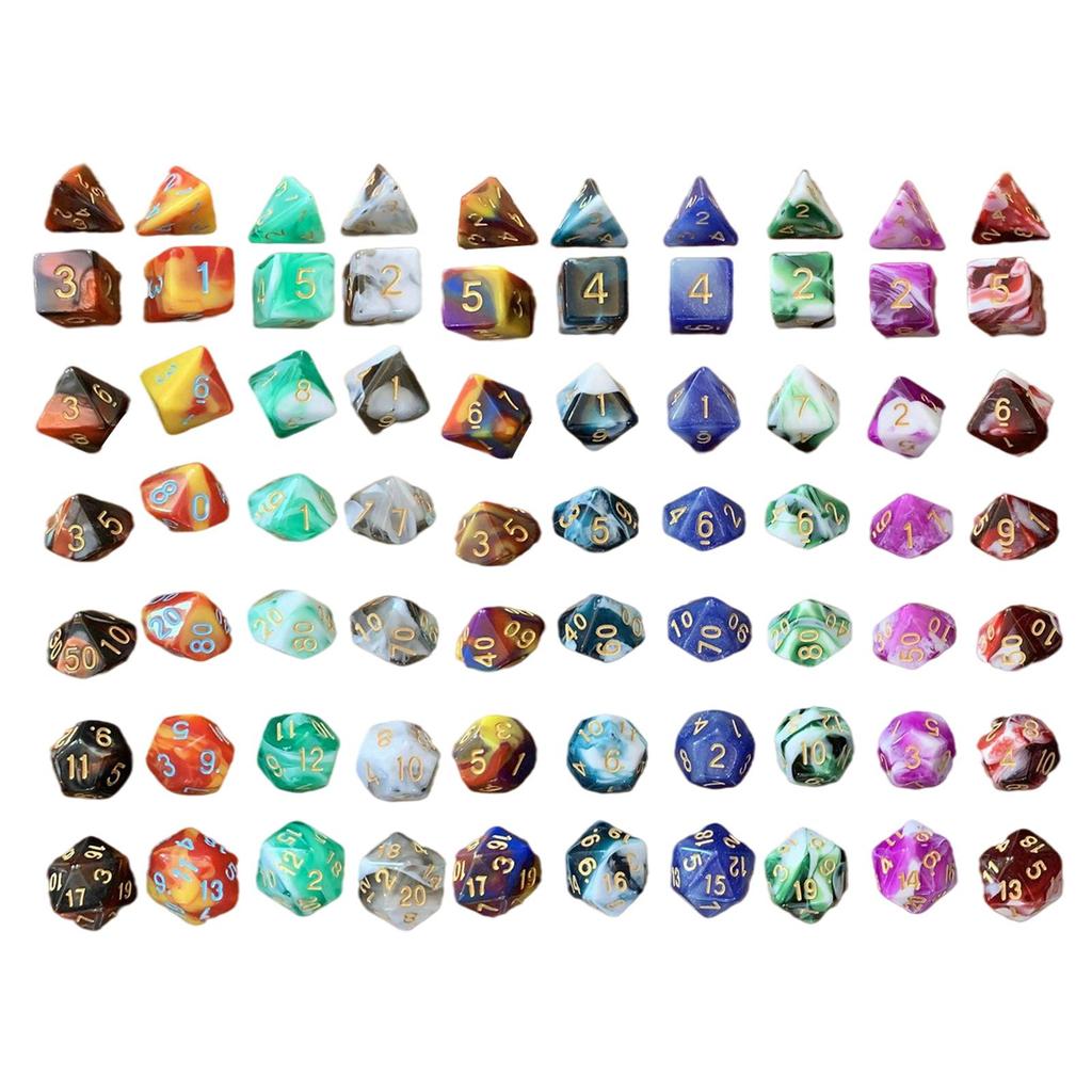 7pcs/set Colors Acrylic Polyhedral Dice Set D4 D6 D8 D10 D12 D20 7-Die Astrology Dice Props for DND Family Games Table Games