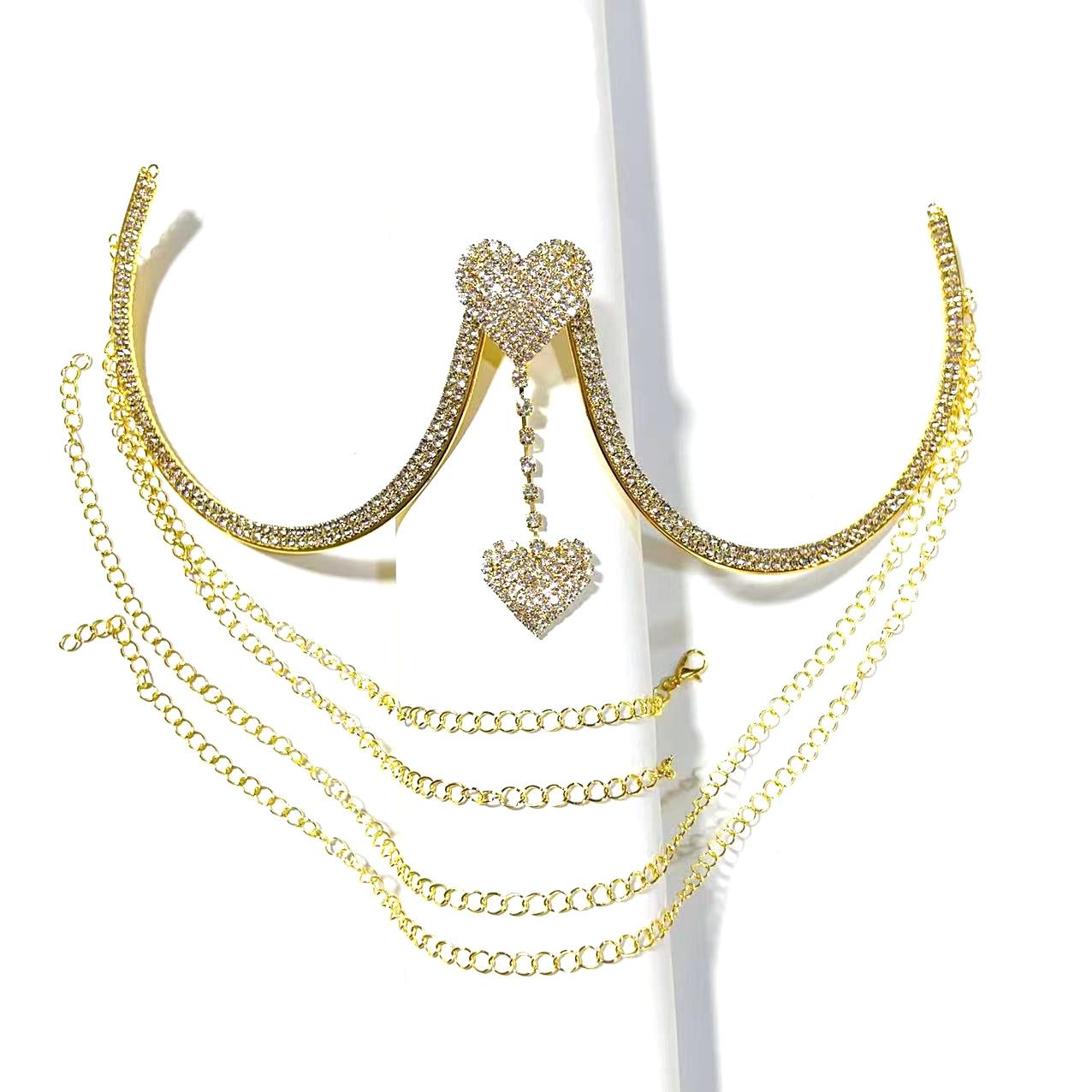 

New Super Hot Erotic Body Chain Set Niche Sexy Breast Chain Set золотой