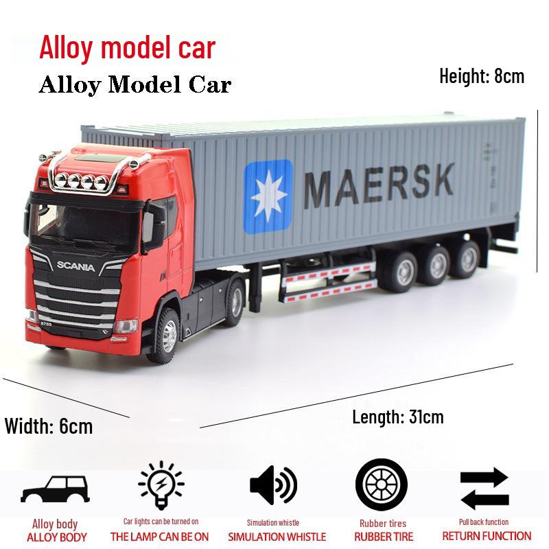 Scania Alloy Container Truck Model - Double-Layer Semi-Trailer Toy