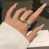 Trendy Geometric Irregular Rolled Edge Women's Open Adjustable Ring - Fashionable Hip Hop Punk Index Finger Accessory