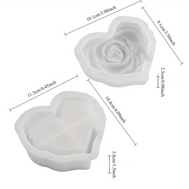 Heart Shape Rose Storage Box Silicone Mold With Lid DIY 3D Carved Rose Candle Jar Concrete Cement Mould Epoxy Resin Plaster Mold