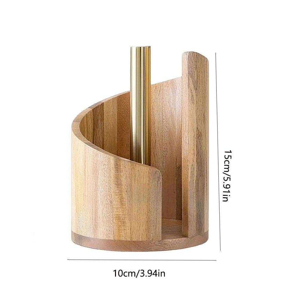 Wooden Kitchen Paper Towel Holder Freestanding Countertop Napkin Roll Organizer for Dining Room Decorative Tissue Storage Rack