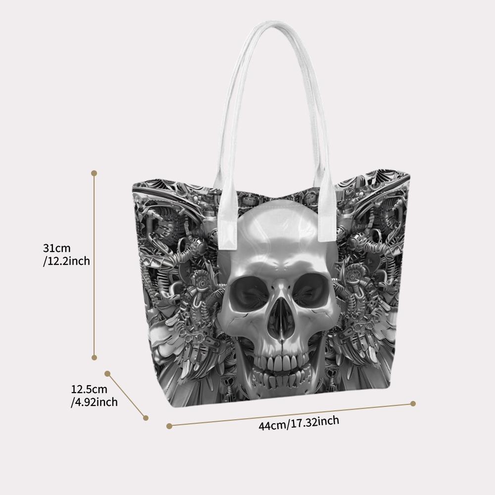 Gothic Skull Print Tote Bag for Daily Carry