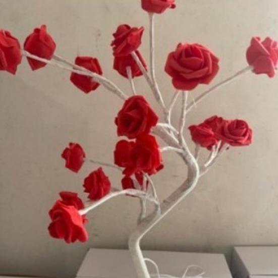 Rose Flower Tree Lamp 24 LED Rose Tree Table Lamp USB Powered Artificial Bonsai Flower Night Light for Bedroom Living Room Wedding Valentine's Day