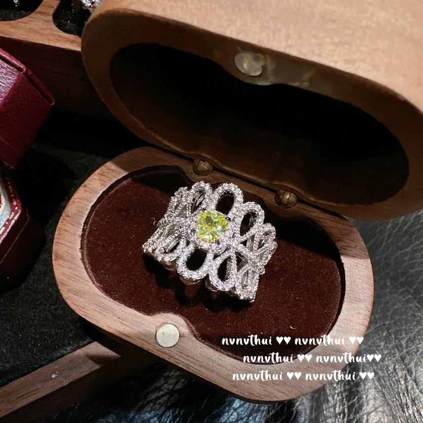 Папалача, Кольцо Цветочный Камень, Бегущая Принцесса, Покрытие 18К Золотом, Корона из Мятно-Зеленого Циркона, Кольцо