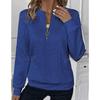 Hoodie Textured Women's Solid Color Long Sleeve Casual Top Loose Half Open Collar Autumn Winter