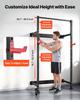 Folding Power Cage, Wall-Mounted Power Rack Squat Rack, Multifunctional Strength Training Workout Equipment with Landmine Holder, Adjustable J-Hooks &