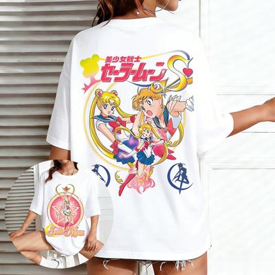 Y2k Sailor Moon Anime Graphic T Shirt Unisex Women Short Sleeve Tee Summer New Oversized Vintage Print Streetwear Casual Top Unisex