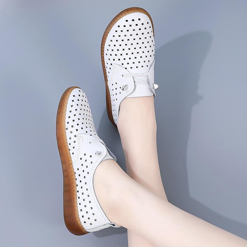 

Cow tendon sole mother shoes 2025 spring and autumn middle-aged soft sole lightweight pregnant women s leather shoes one pedal women s shoes flat so 41
