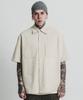 STAGE NAME Vintage Washed Cotton Double Shoulder Short Sleeve Shirt_L Beige