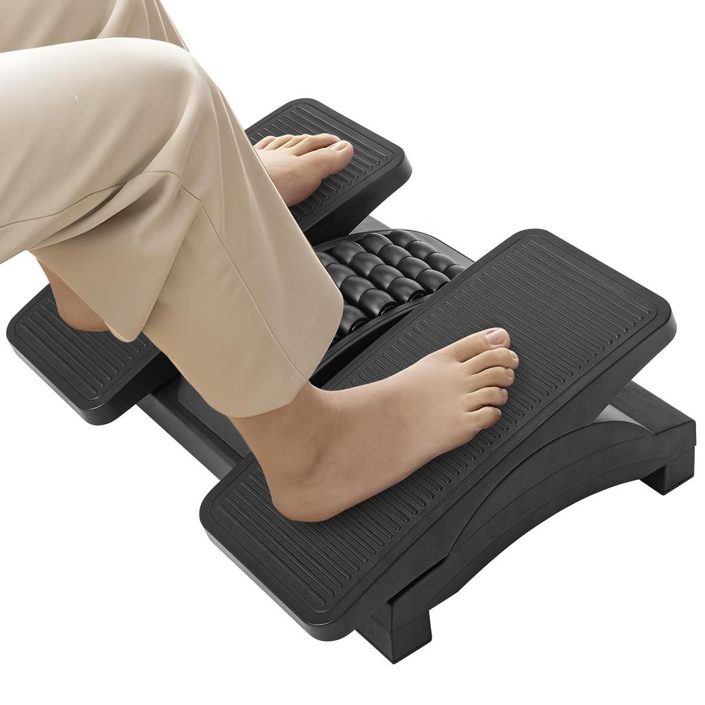 BQKOZFIN Adjustable Angle and for Office and Home Use Under-Desk Footrest, Non-Slip, Height, Black,