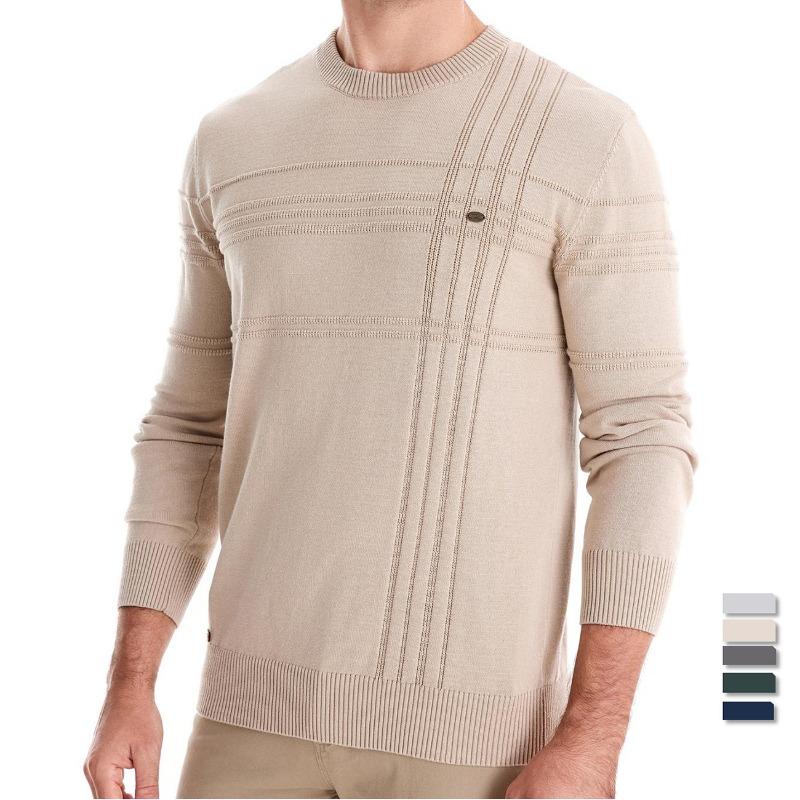 Men’s Euro Fit Solid Crew Neck Pullover Sweater