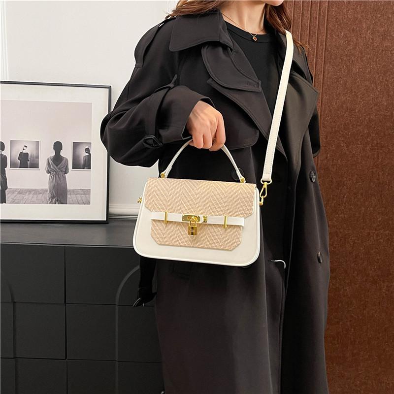 Retro Color Block Women's Shoulder & Crossbody Bag - Light Luxury Small Square Handbag