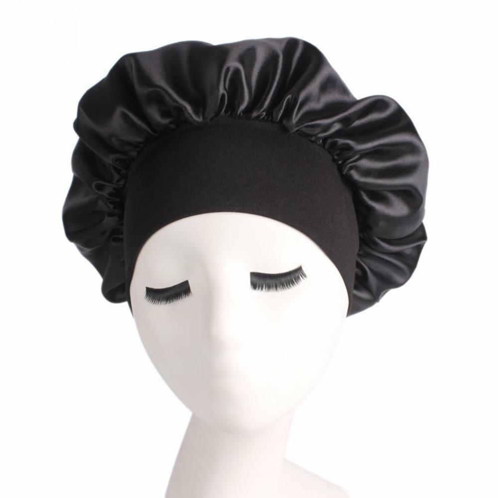 

Satin Hair Wrap Cap for Women Men, Elastic Comfort Sleep Bonnet for Hair Care & Wig Use чёрный