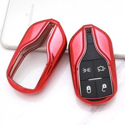Chromowo-czerwone etui na kluczyk z TPU dla 13+ Maserati Quattroporte Ghibli, 17+ Levante