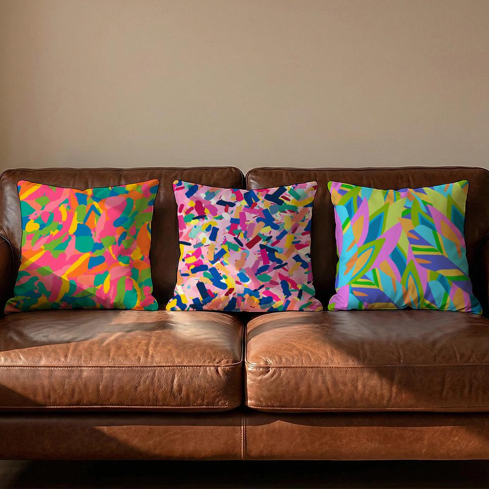 Abstract Colorful Pattern Cushion Cover Soft Reversible  Durable Pillow Cover  MultiScene Use for Home  Car Daily Comfort