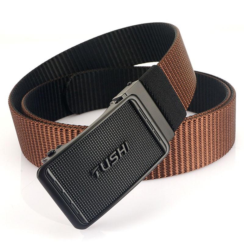 Men's Nylon Canvas Belt Rotating Automatic Buckle Casual All-matching Double-sided Color Overalls Strap
