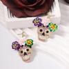 Luxurious Zircon Skull Ear Studs Delicate Zinc Alloy Skull Earrings with Zircon and Glitter Accent for Daily Wear