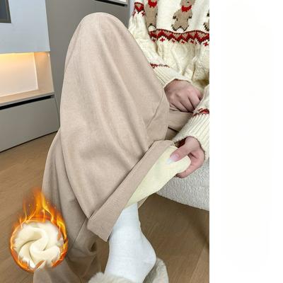 Lamb Fleece Milk Fleece Pants Women's Autumn and Winter Plus Velvet Thick Cotton Pants Casual Straight Wide-leg Pants