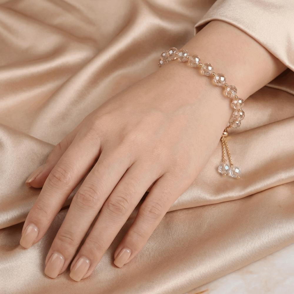 Sweet Crystal Stone Beads Bracelet Shiny Hand Chain Jewelry Elasticity Rope Bracelet  Festival