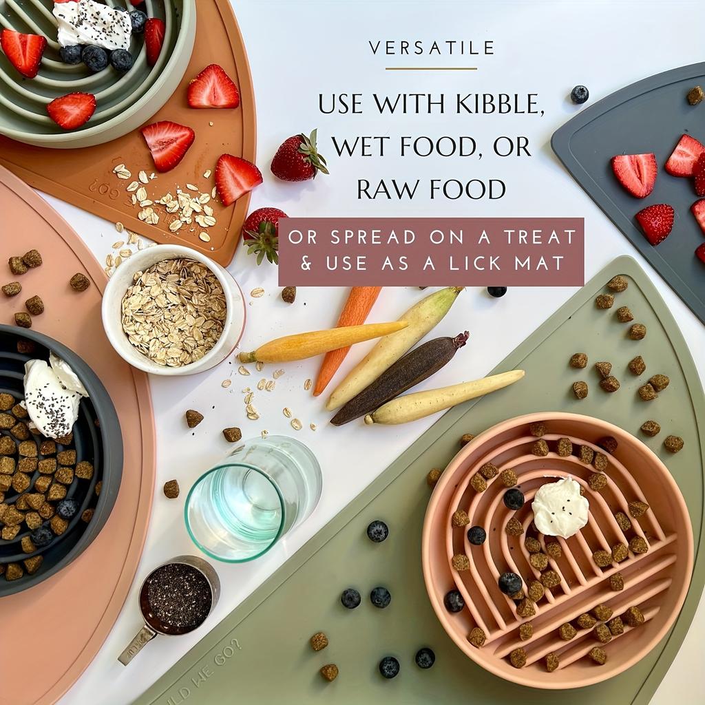 1Pc Choke-Free Slow Feeder Dog Bowl-Durable Silicone Licking Plate with Mind-Boosting Puzzle Design -Anti-Overturning Snack Dish