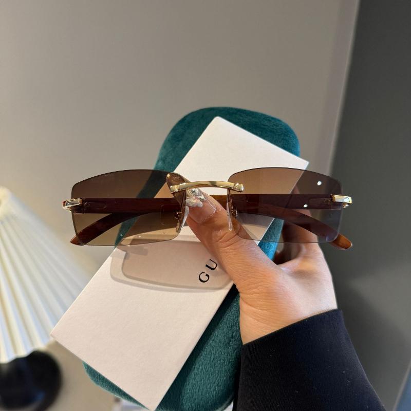 2pcs Sqaure Brand Designer Sunglasses Men Women Sun Glasses Wood Frames Rimless Black Eyeglasses Fashion Eyewear Uv400