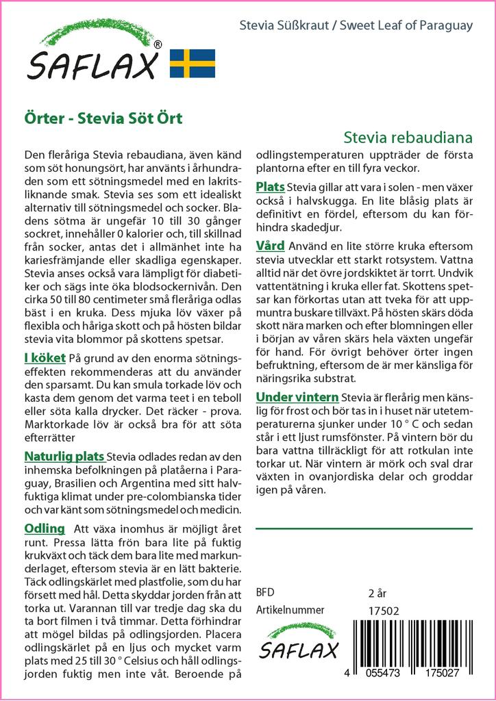 SAFLAX Sweet Leaf of Paraguay - 100 semen - Se substrátem pro lepší pěstování - Stevia rebaudiana
