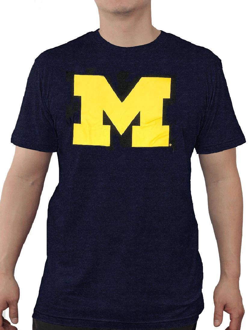 Michigan Wolverines Mens Blue Slimmer-Fit Icon Logo T shirt 3XL