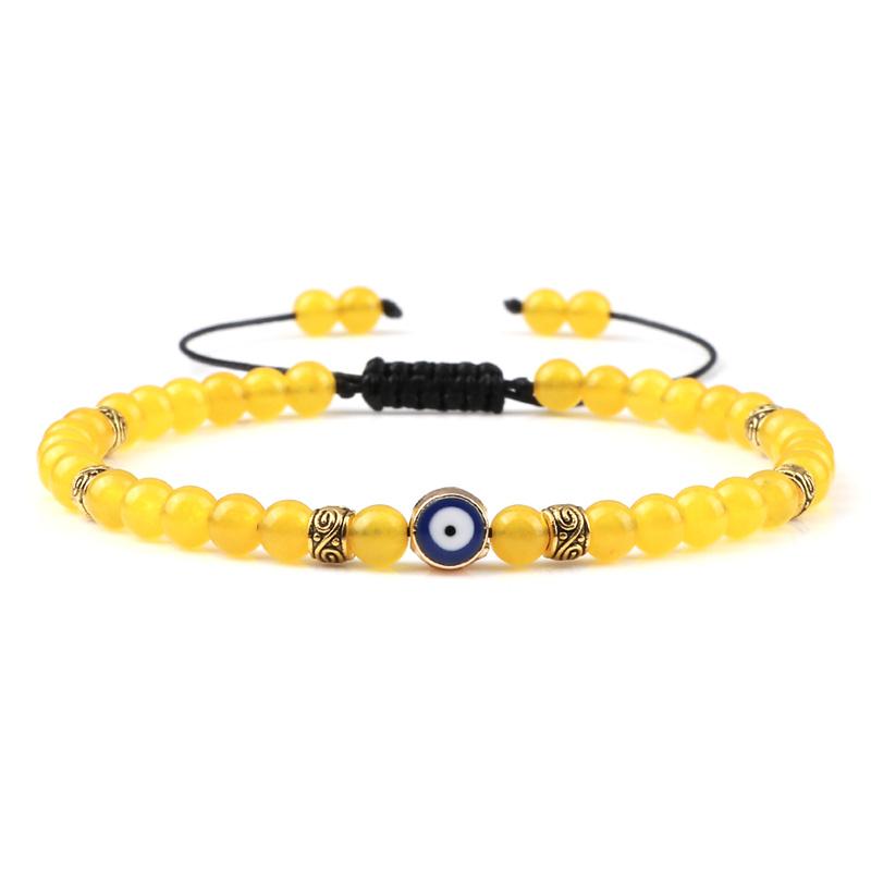Lucky Evil Eye Bracelet Men Natural Stone 4mm Tiger Eye Lava Agates Beads Adjustable Braided Bracelets&Bangles Jewelry for Women