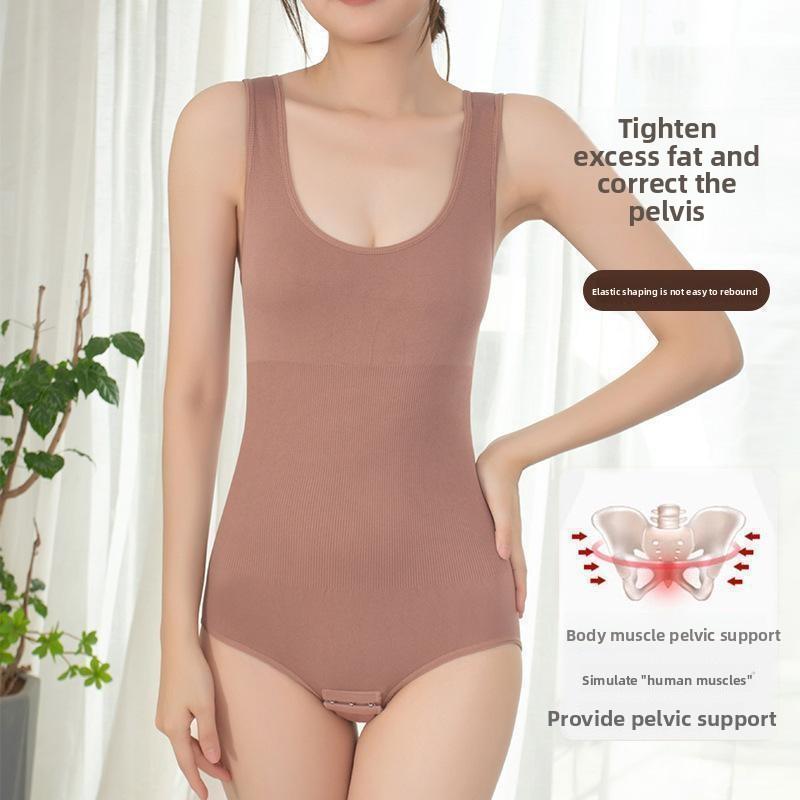 Neuer nahtloser Body mit Po-Lifting- und Bauchkontrollhose für Damen Öffnung mit Frontknöpfen, schrittloses Design Dreieckförmiger formender Body