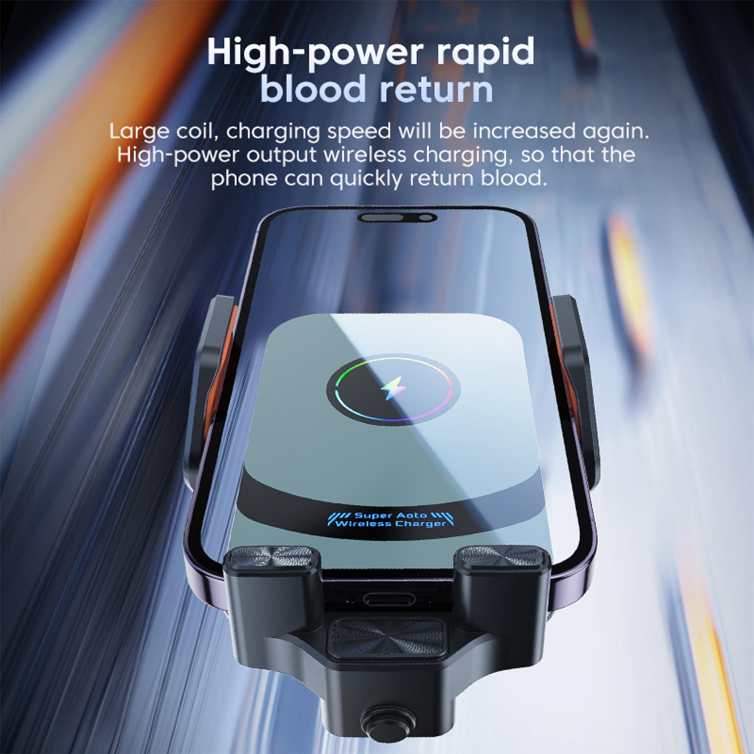 

X16 Magnetic Phone Mount Car Smart Sensor Air Vent Phone Holder Automatic Wireless Charger Silver