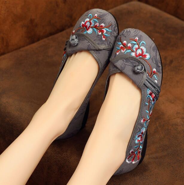 

Женская обувь на плоской подошве с вышивкой, парусиновые лоферы без шнуровки 35 серый