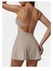 Yoga Fitness One-Piece Spaghetti Strap Tennis Dress with Chest Pad and Anti-Exposure Skirt