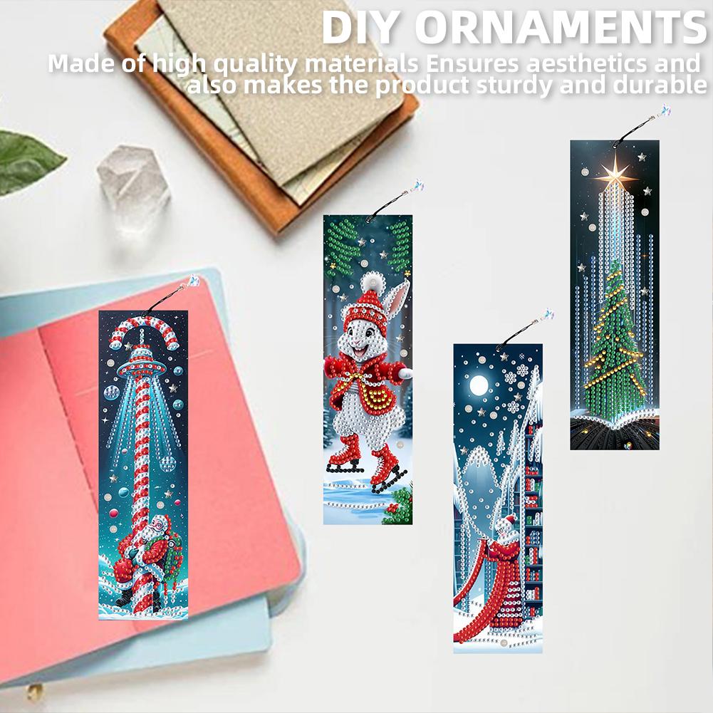 8Pcs Christmas Themed DIY Diamond Painting Bookmark for Reading Enthusiasts