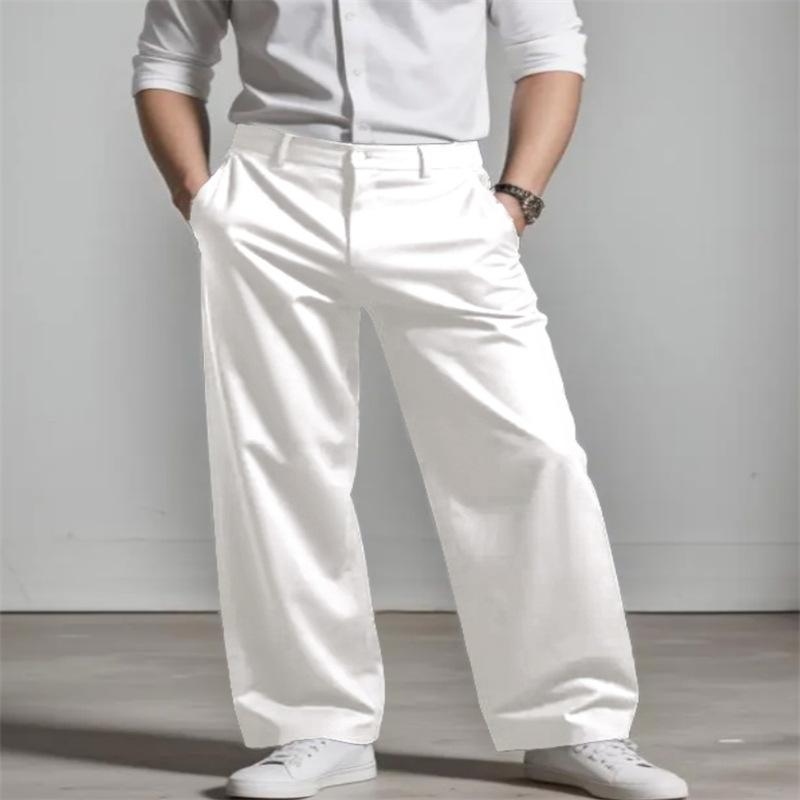 Men s green new fashion casual solid color daily versatile loose trousers S