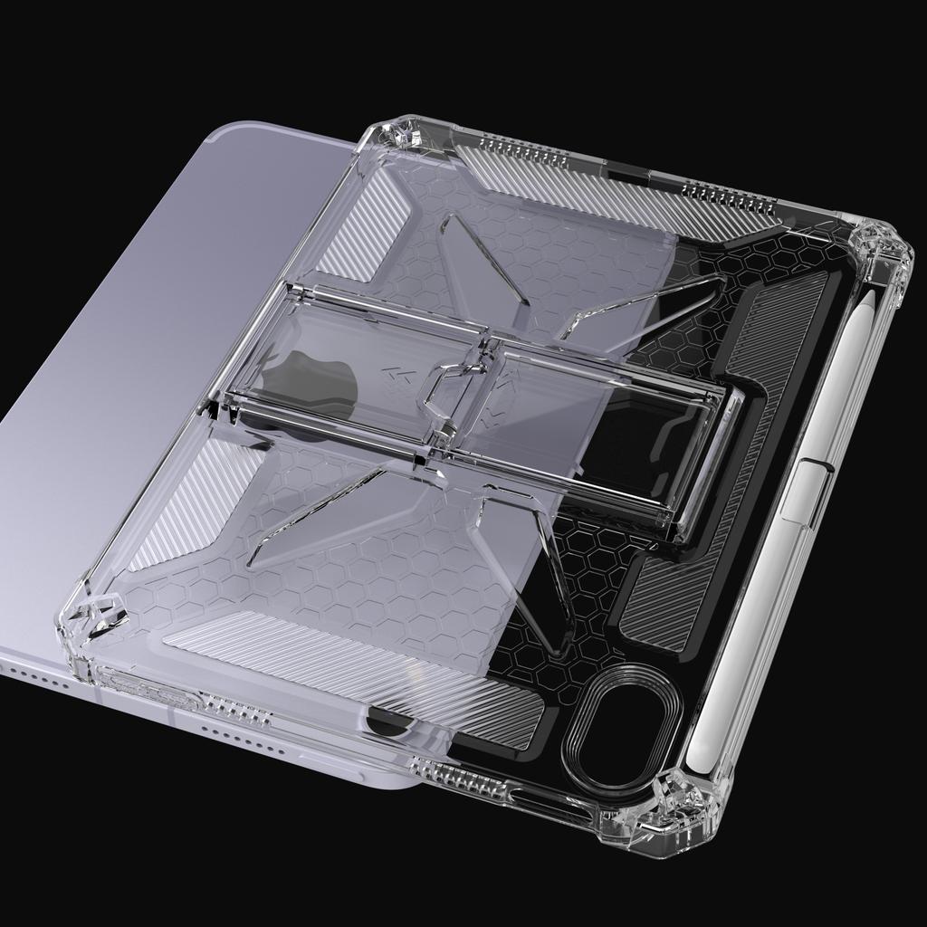 For iPad Mini (2024)/(2021) Clear Case Kickstand Shockproof TPU + PC Tablet Cover with Pen Slot