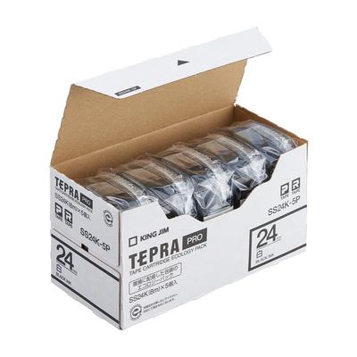 King Jim P Tape Eco Black White White Pack, & 24mm, SS24K-5P