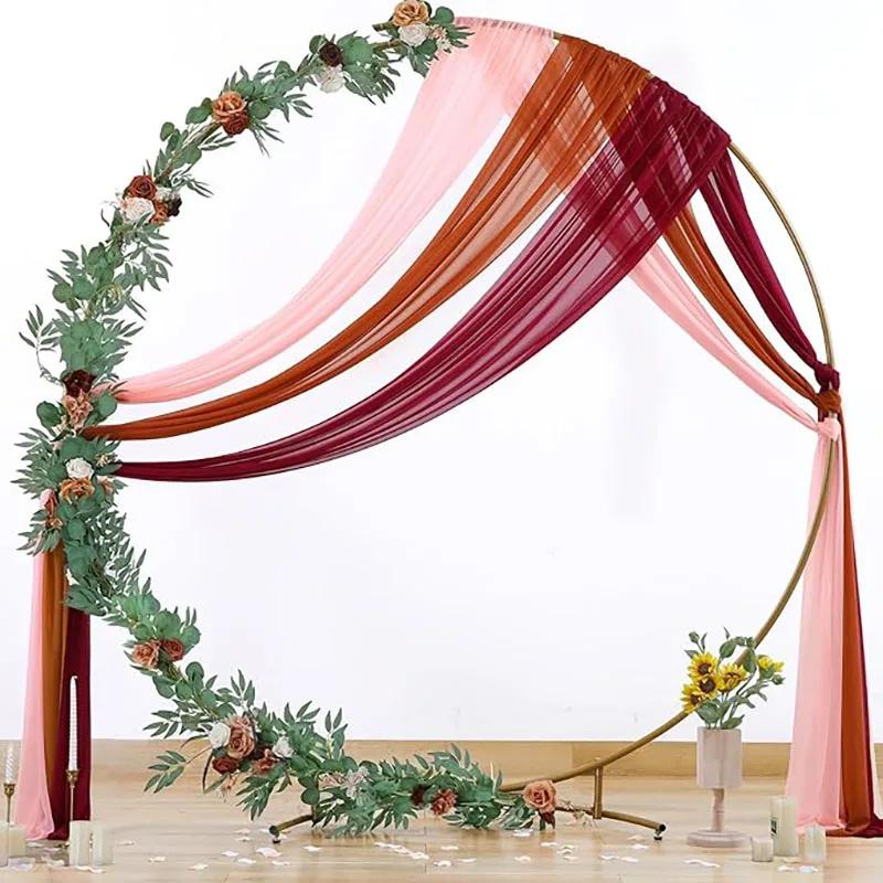 3Pack Set Wedding Arch Drape Fabric Sheer Chiffon Tulle Curtain Draping Backdrop Party Supplies Home Drapery Ceremony Decoration