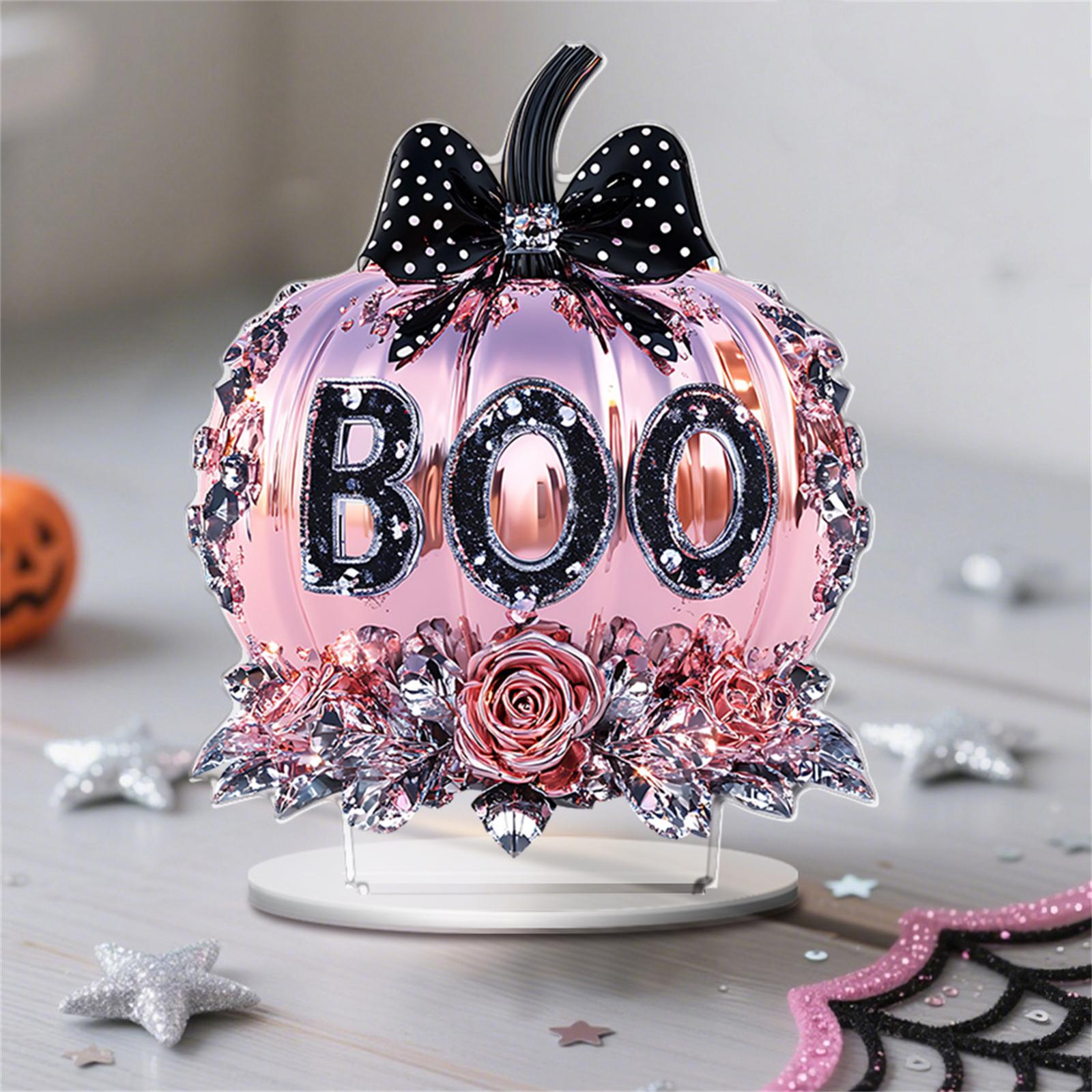 

Halloween Elegant Pumpkin Car 2D Flat Acrylic Home Living Room Study Desktop Ornaments One Size