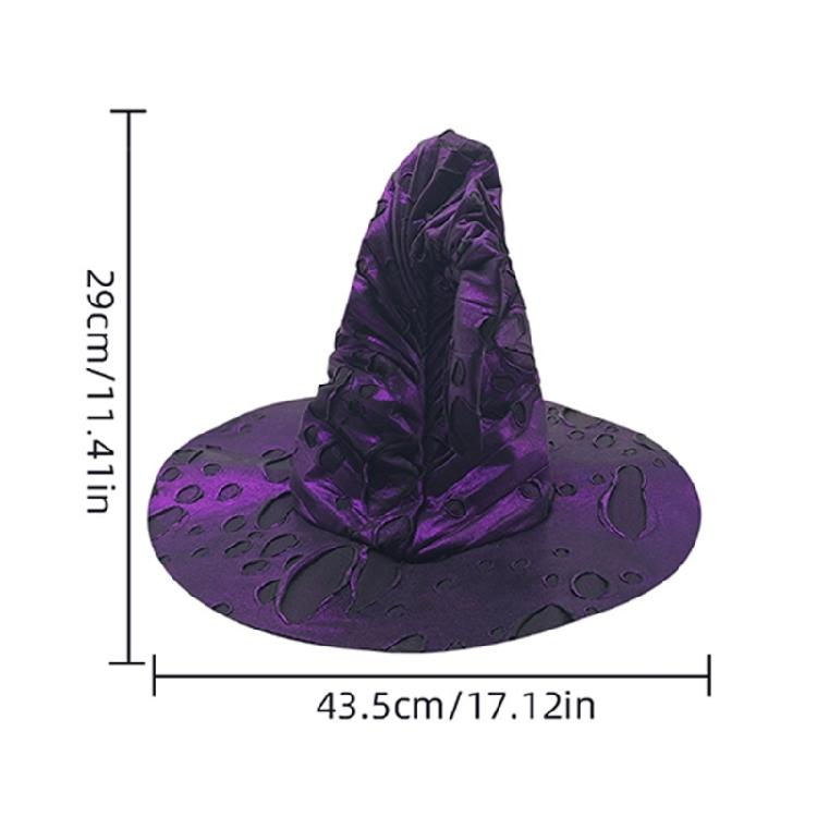 Halloween Cosplay Witch Wizard Hat with Tattered Hole Carnivals Party Headpieces Devil Hat Cosplay Tool for Adult Teen