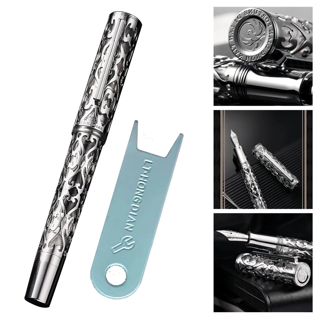 Hongdian D1 Resin Fountain Pen – 0.5mm F Nib, Skeleton Hollow Design, Piston Fill – High-End Business & Office Writing Pen