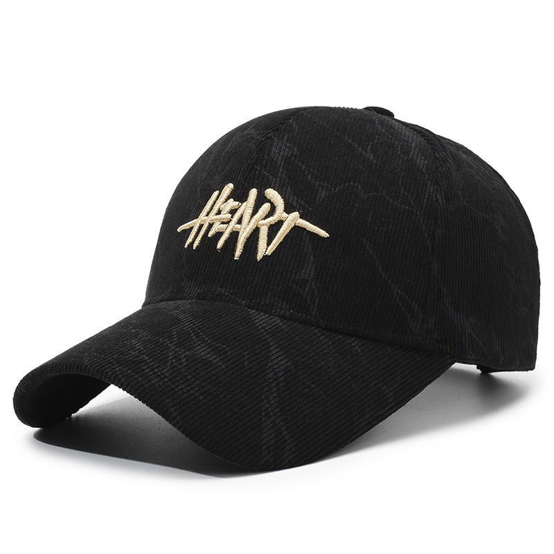 Corduroy Baseball Cap With Embroidered Letters Women Men Winter Adjustable Visor Hat