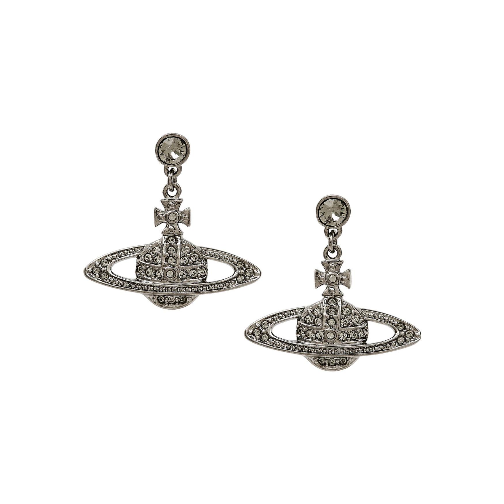Vivienne Westwood Mini Bas Relief Drop Saturn Pendant Earrings Men Earrings Brass 62020025S108S108 Box+Shopping Bag